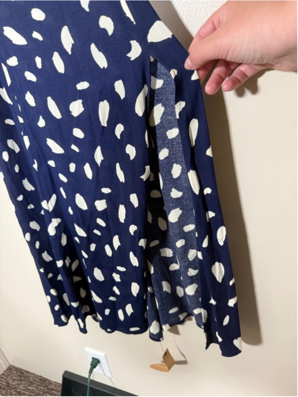 REFORMATION Sigmund Midi Dress Navy Blue Splatter Polka Dot Coquette NWT 6P - Picture 9 of 11